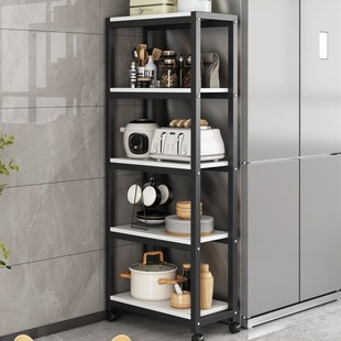 厨房超窄夹缝落地置物架小尺x寸冰箱旁边的收纳柜可移动缝隙窄架