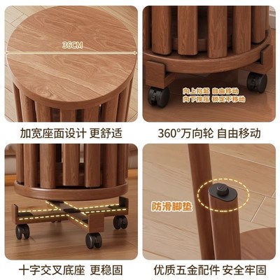 仿实木圆凳茶几家用叠放组合凳折叠E椅子备用餐桌椅板凳叠叠乐凳