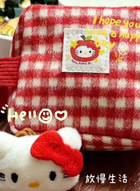 可爱kitty猫拍立得收纳包ccd包手拿包化妆包便捷灯芯绒正方形包