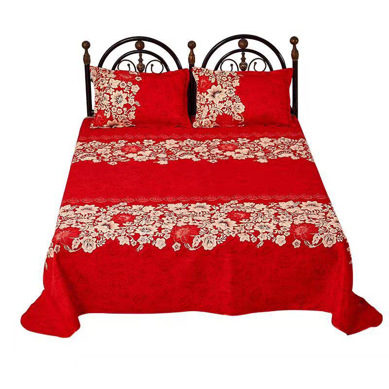 大红色床单单件双人1.8m2米床结婚喜庆大炕单4米加厚磨毛婚庆被单