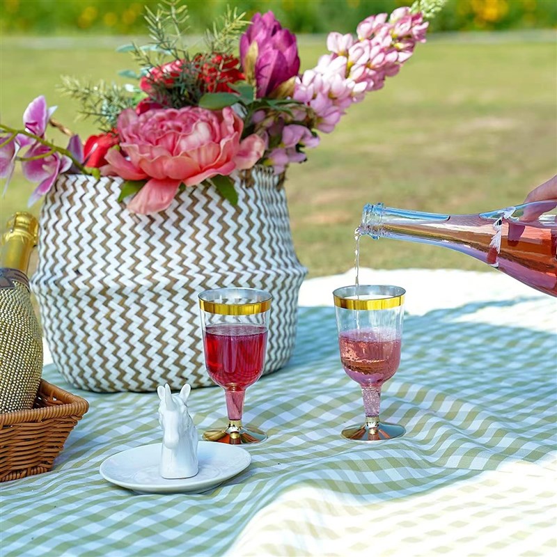 透明塑料高脚杯10只装一次性红酒杯190毫升展会品鉴杯子果酒