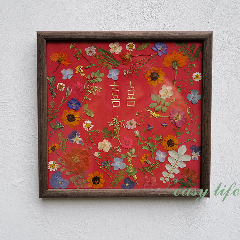 押花真花花朵压花实木画框 软装客厅植物装饰画 新婚定制小众礼物图片