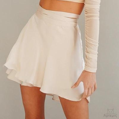 女装半身裙高腰系带短裙雪纺缎面裹裙Women chiffon satin skirt