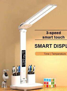 LED Clock Table Lamp USB Chargeable Dimmable Desk Lamps 2 He