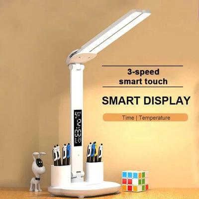 LED Clock Table Lamp USB Chargeable Dimmable Desk Lamps 2 He