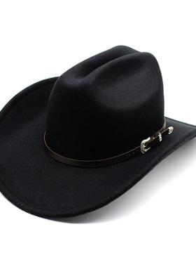 Men Women Western Cowboy Fedora Jazz hat 西部牛仔毛呢礼帽