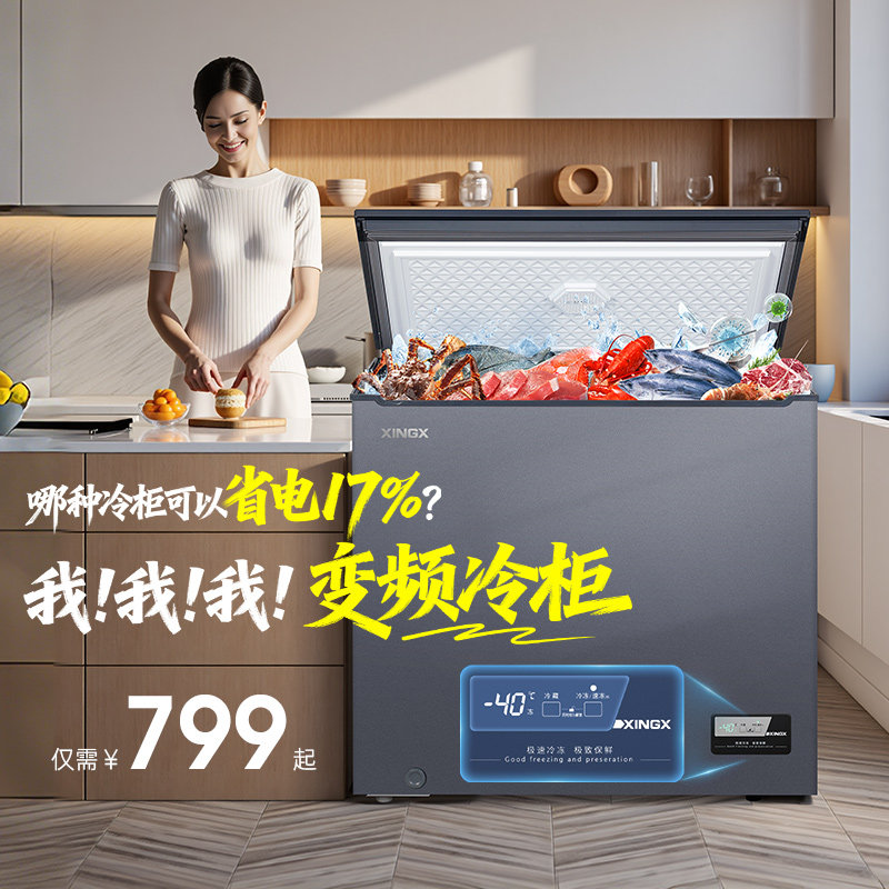 【星星冰柜】零下40℃家用小型变频冰柜300L冷藏冷冻两用减霜冷柜