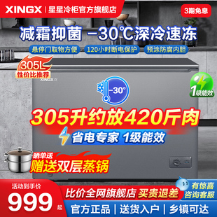 星星冰柜家用100/240/300升L小型减霜薄门商用冰箱柜冷藏冷冻冷柜