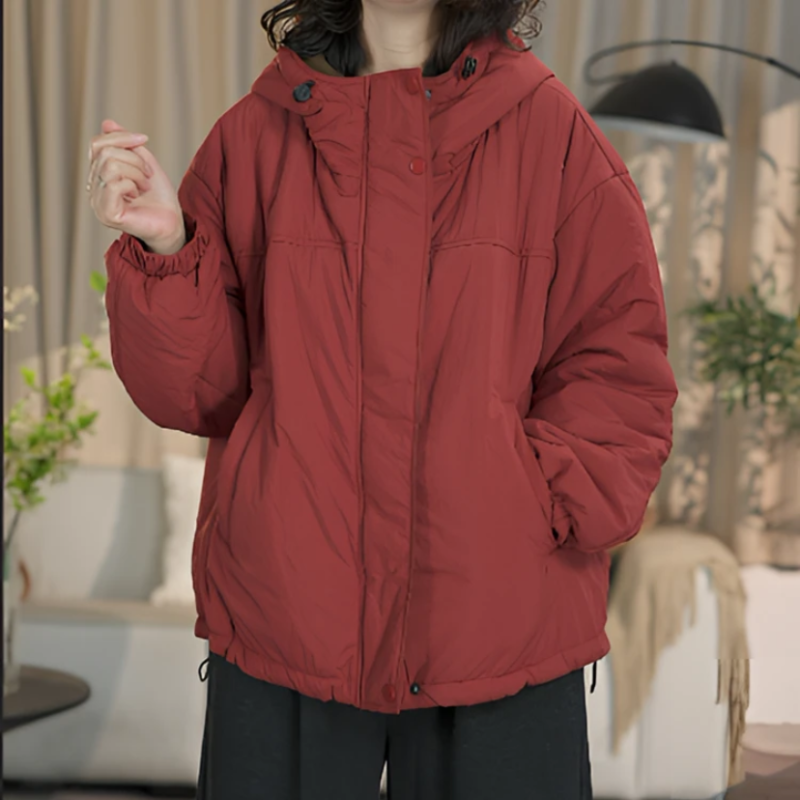 秋恋人常规休闲宽松纯色棉衣显瘦
