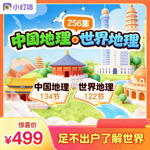 256节中国地理+世界地理 少儿科普动画，每天8分钟