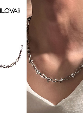 美式简约街头钛钢打结荆棘项链