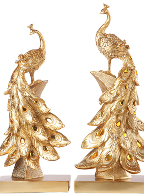 创意情侣孔d雀树脂家居装饰品摆件欧式客厅电视柜橱柜酒柜结婚礼