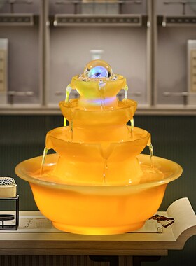 八方来财风水轮流水摆件循环水生财办公室茶桌凤水V摆件招时来运