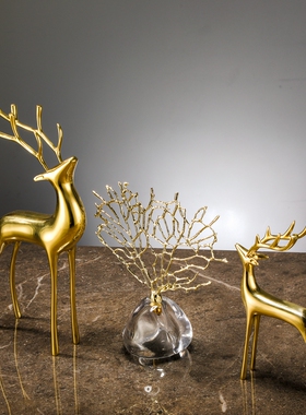 创意发财树d轻奢高档摆件大理石北欧简约玄关电视柜招财家居装饰