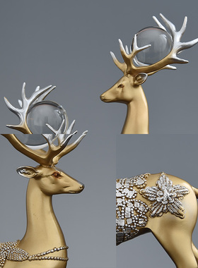 美式乡村田园麋鹿摆件客厅门厅一鹿有你酒M柜软装饰品工艺品鹿摆