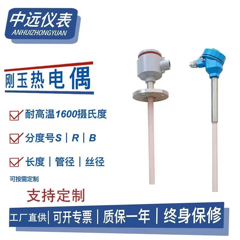 ZYWRP-230-130铂铑热电偶耐磨高温刚玉陶瓷管温度传感器S/B/R/K型