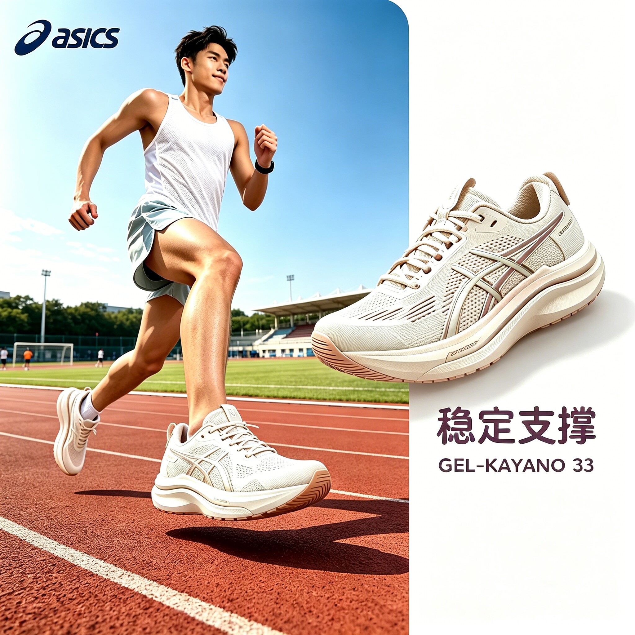 ASICS亚瑟士新款跑步鞋男款稳定支撑跑步鞋舒适透气慢跑运动鞋K33