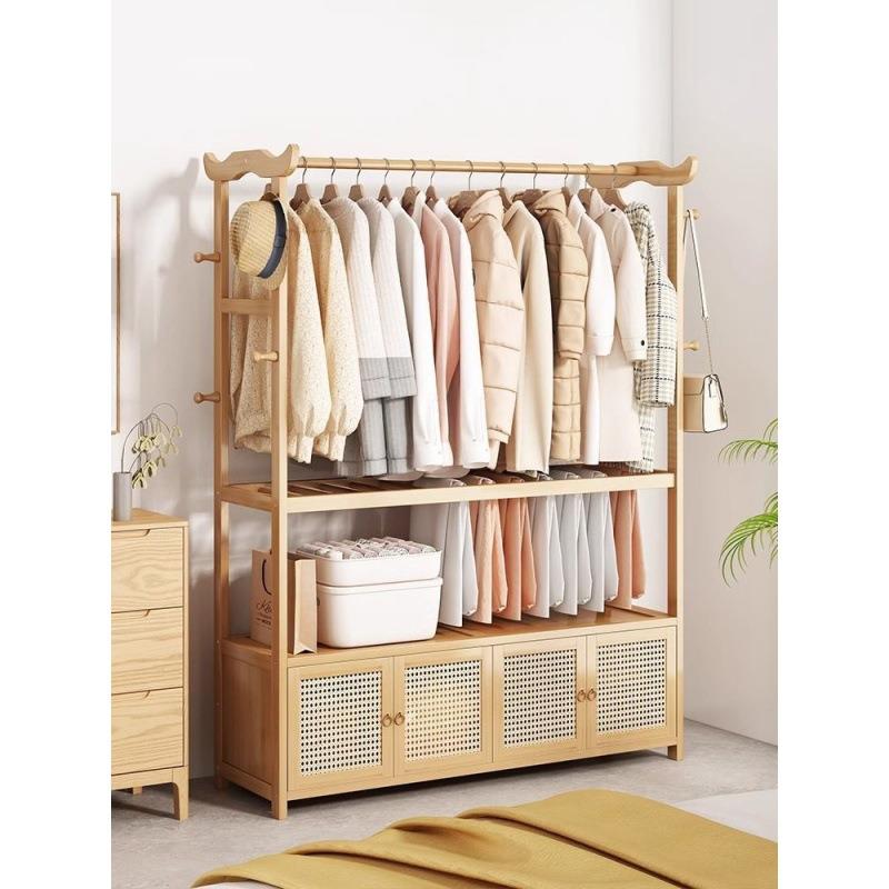 挂衣架衣架落地一体衣帽架简易实木卧室家用衣服置物架收纳多功能