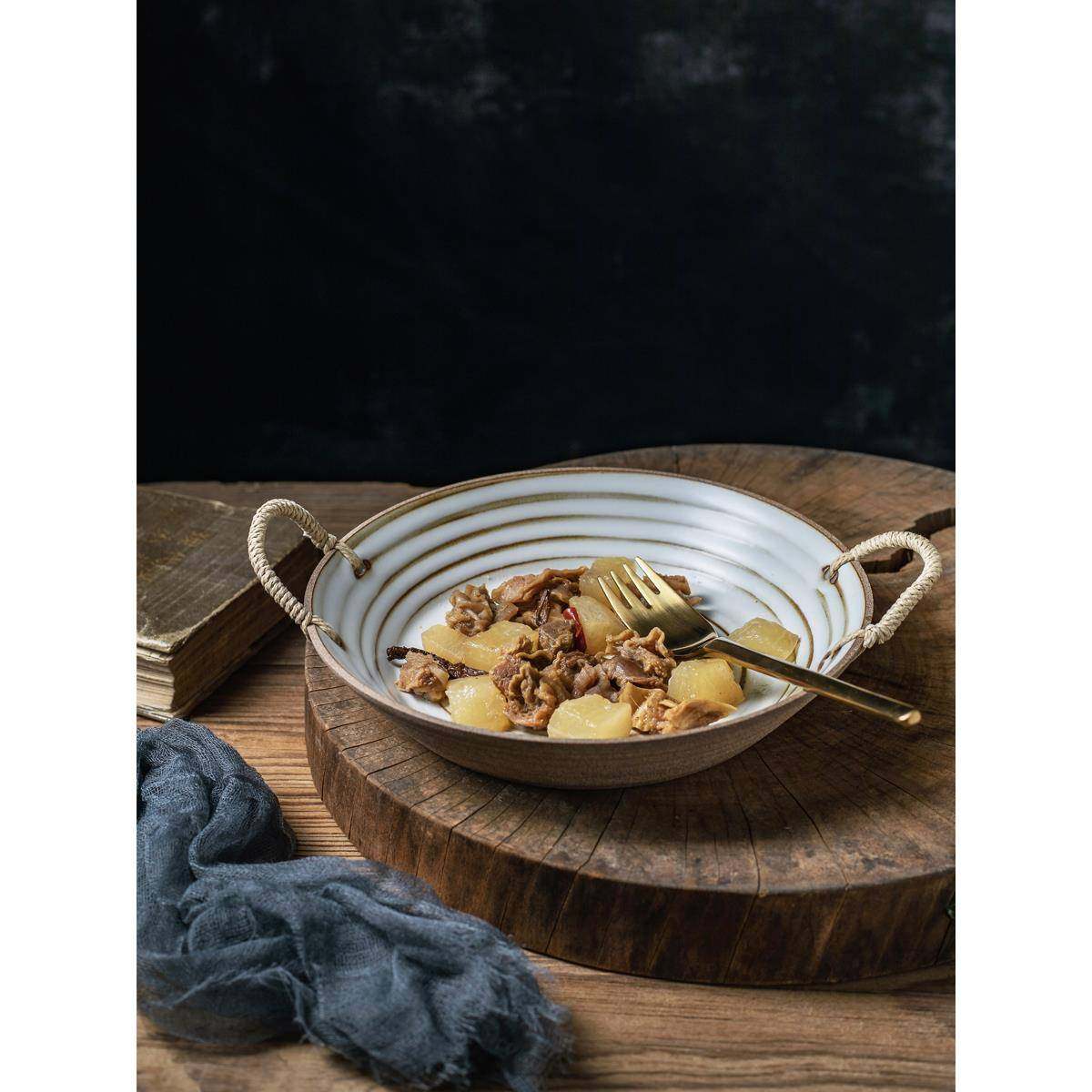 日式粗陶手作双耳汤盘子创意水果沙拉碗菜盘家用焗饭陶瓷复古餐具,畜牧/养殖物资,畜牧/养殖器械,淘宝优惠券,粉丝福利购,淘宝优惠卷