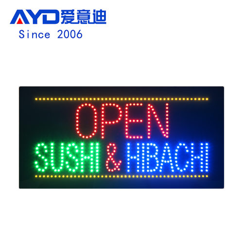 亚克力开放式标牌LED SUSHI & HIBACHI SIGN适用于寿司墙面装饰