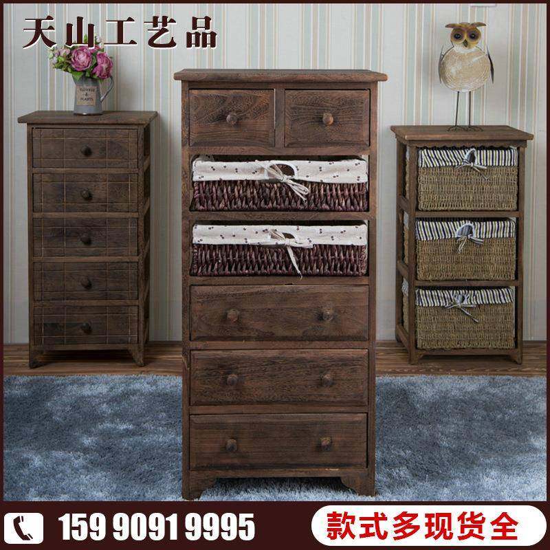 新款简约现代床头柜宾馆双抽屉方形床头柜仿古30cm床头柜