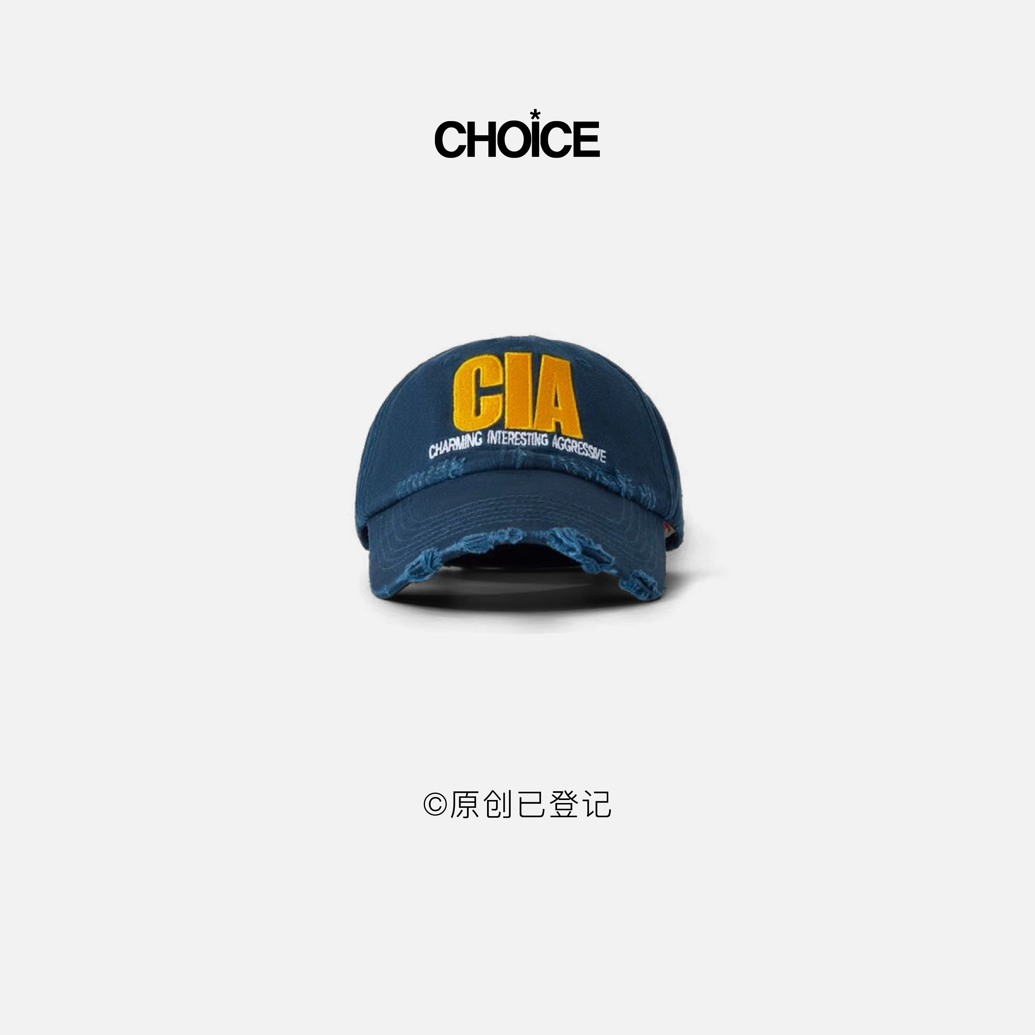 【yigenanaya同款】「CIA」logo破坏水洗做旧棒球帽