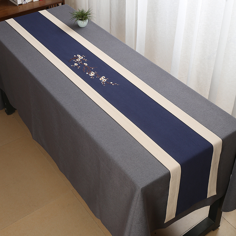 桌布加大混纺长方形台布纯色会议书桌布茶几桌布中式餐桌布艺定制