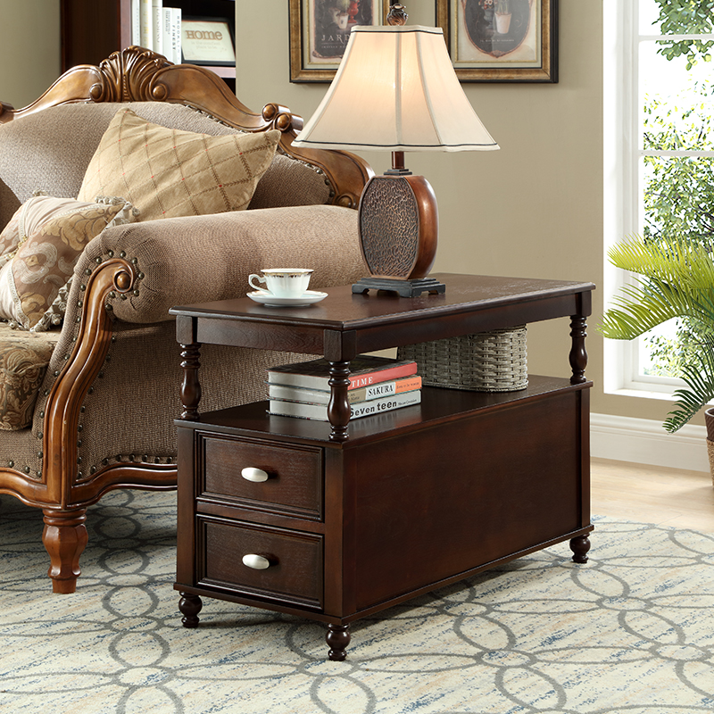 美式沙发边柜小茶几置物架床头柜小桌子客厅边桌实木储物角几边几