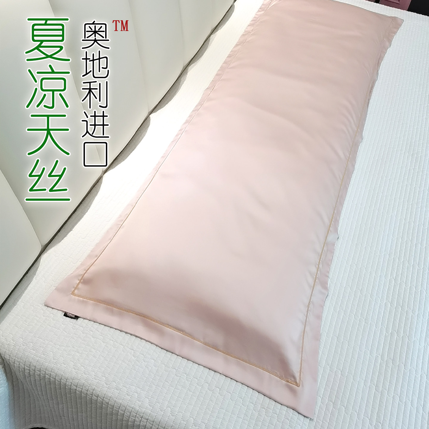 歌寐60s夏凉天丝双人枕套 纯色凉感长条款枕头套简约风情侣枕芯套