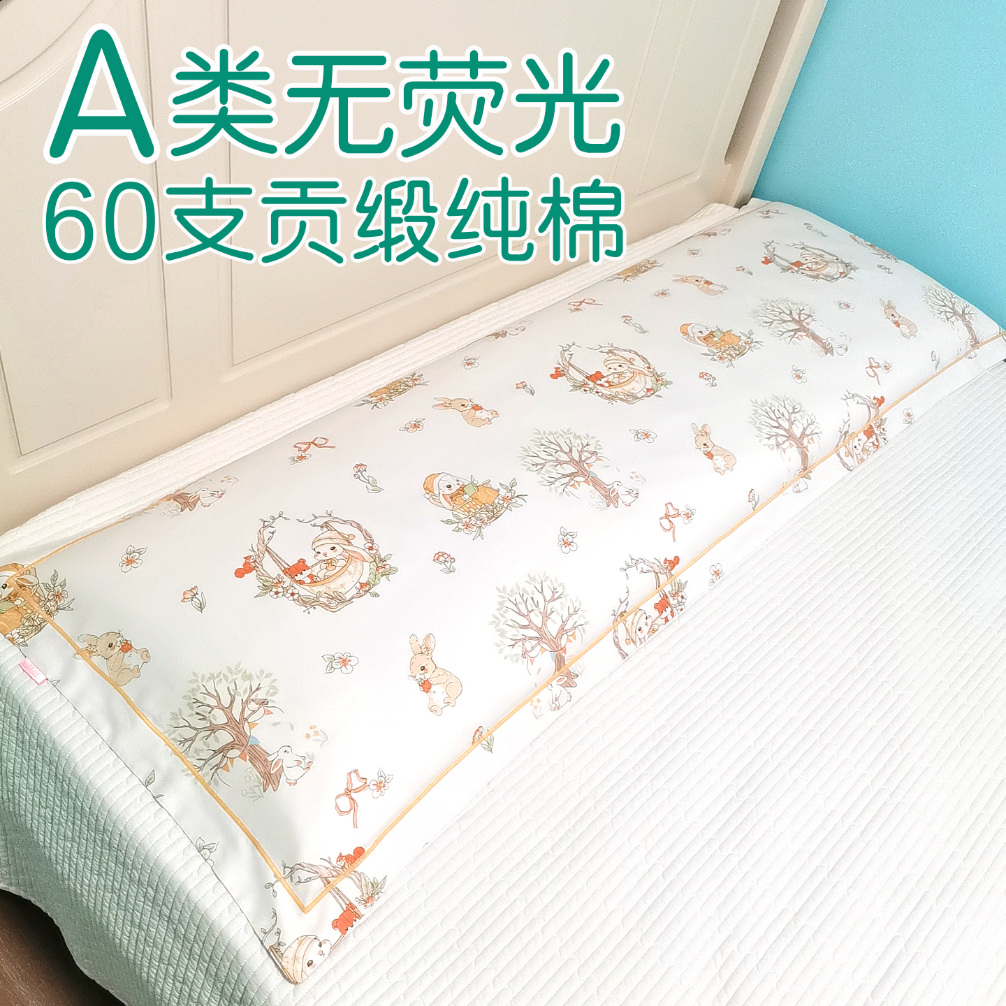 A类贡缎全棉60支双人枕套