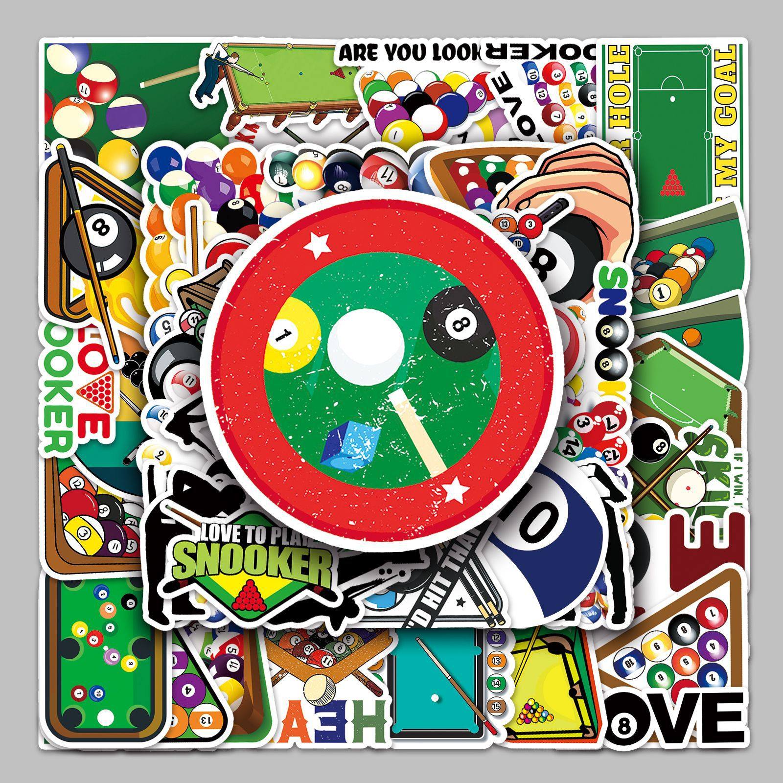 50张桌球体育卡通行李箱贴纸防水涂鸦贴纸滑板车电脑平板手帐装饰