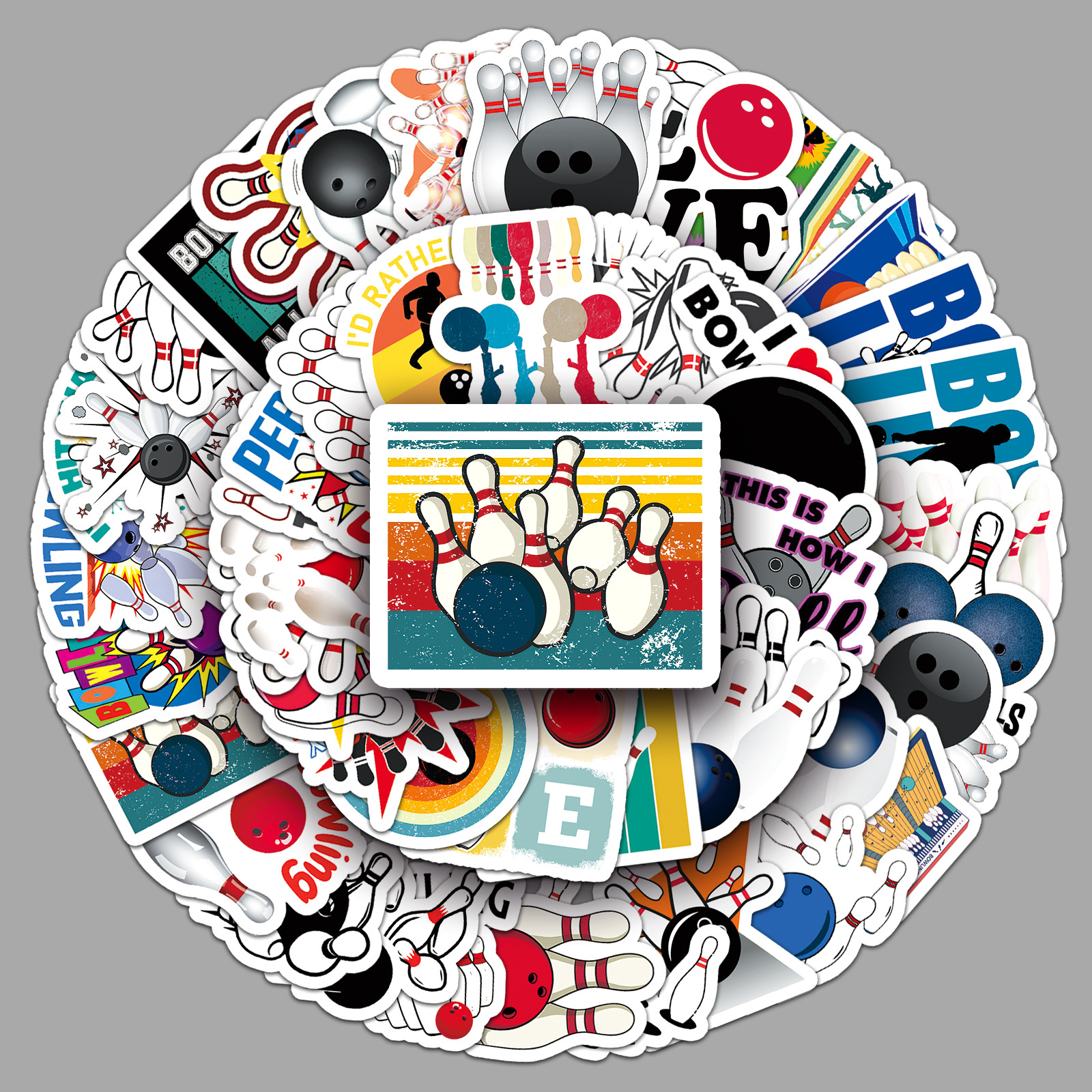 50张保龄球创意个性涂鸦贴纸防水贴纸行李箱滑板电脑平板卡通装饰