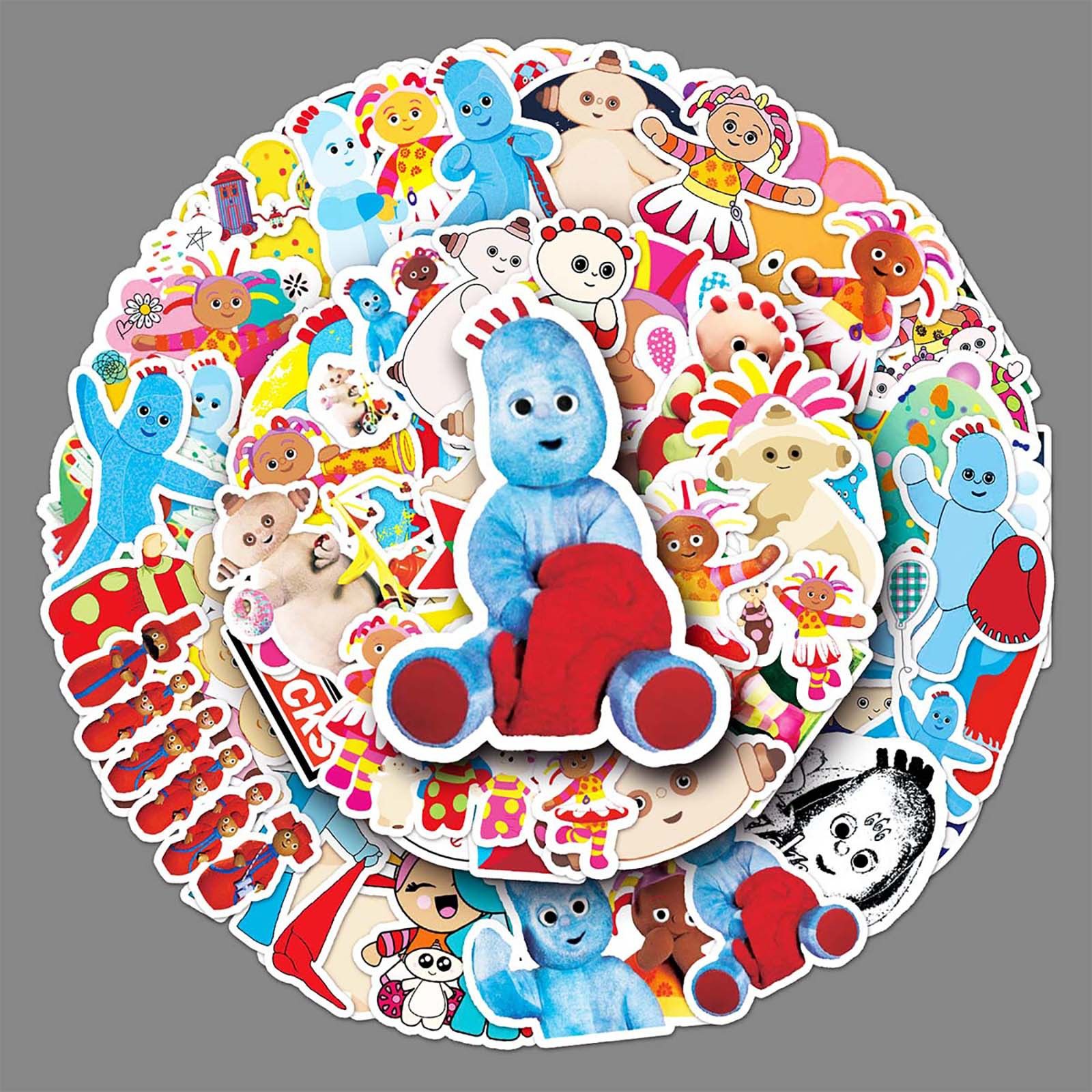 50张花园宝宝儿童卡通动画涂鸦咕卡行李箱滑板车冰箱汽车diy贴纸