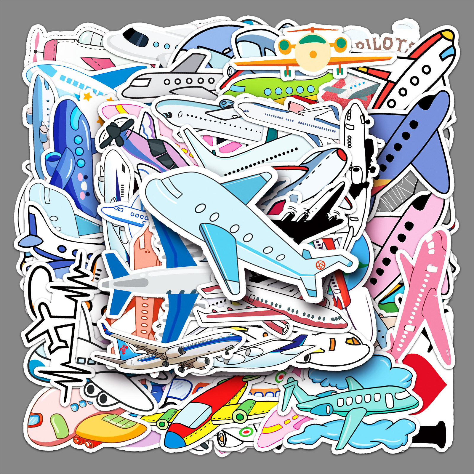 50张飞机创意贴纸滑板行李箱可滴胶贴纸笔记本电脑汽车摩托车装饰