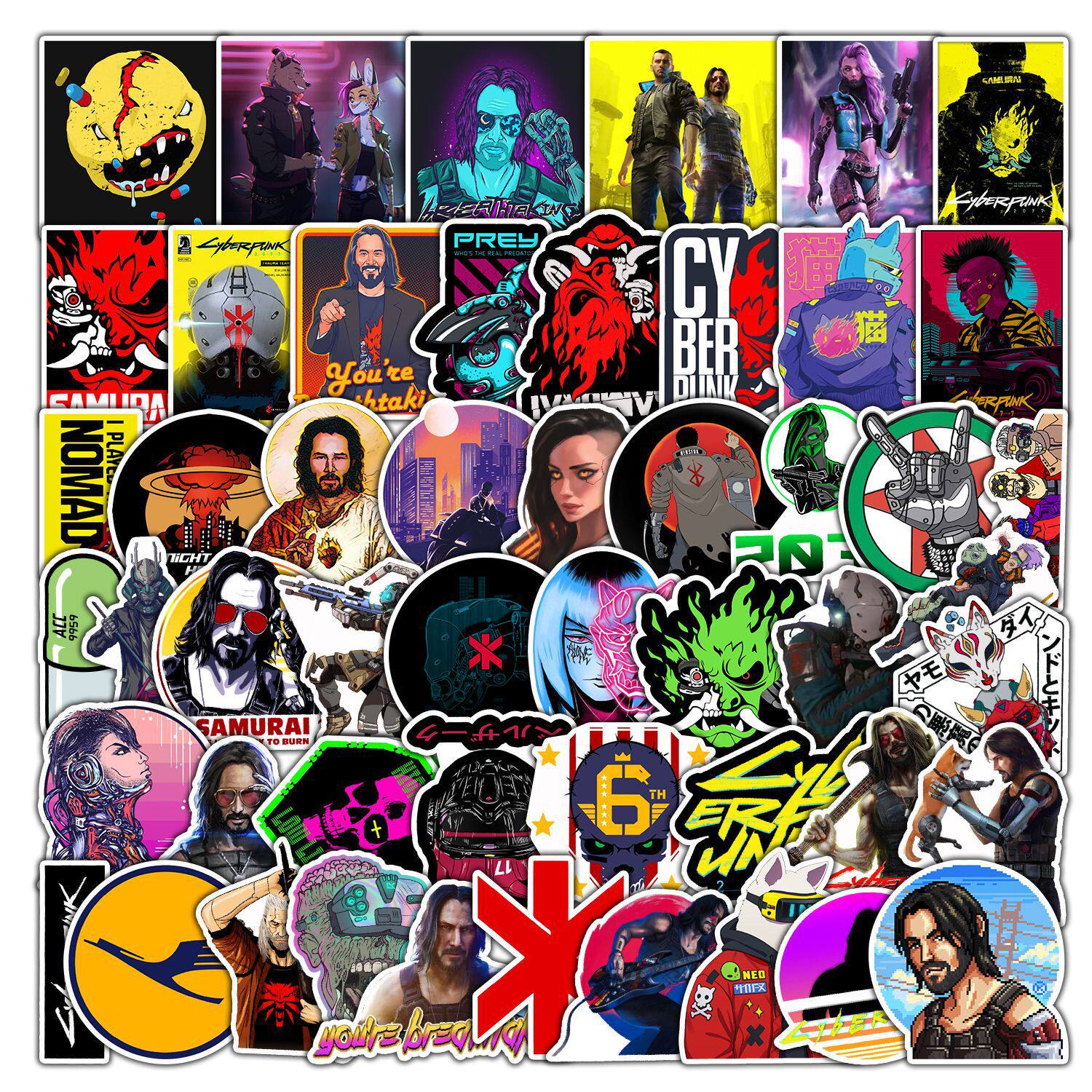 50张游戏涂鸦贴纸汽车头盔电脑机箱滑板行李箱贴纸定