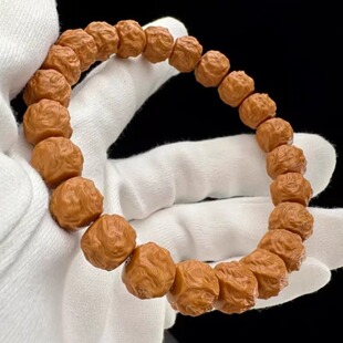 实物拍摄猴头核桃雕刻（龙蛇之变）手串 尺寸12mm左右 男女同款