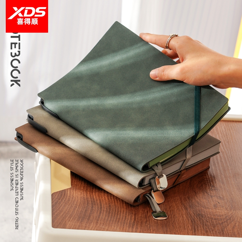 A5复古羊巴皮绑带商务笔记本本子软皮面横线记事本企业定制LOGO办公工作会议记录本简约大学生手账加厚日记本