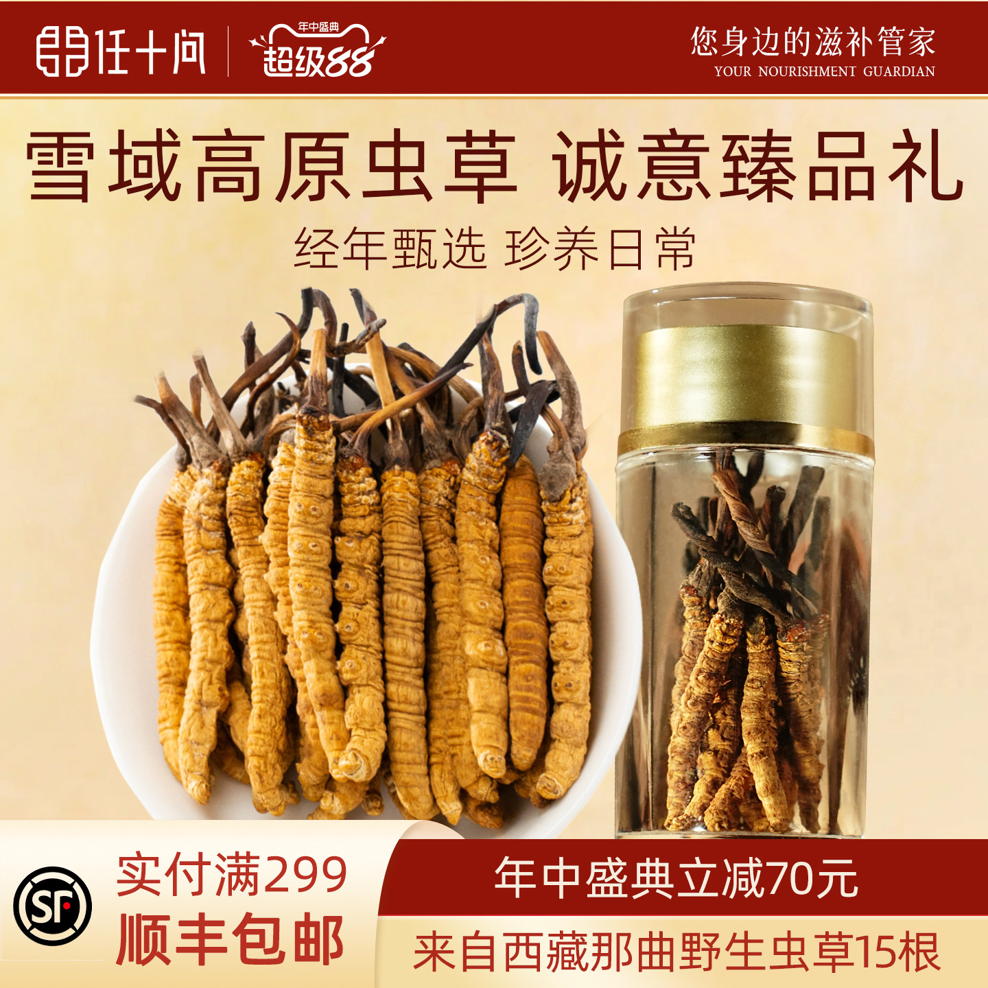 西藏那曲纯野生15根/瓶冬虫夏草干虫草推荐自用约2.5g【任十问】
