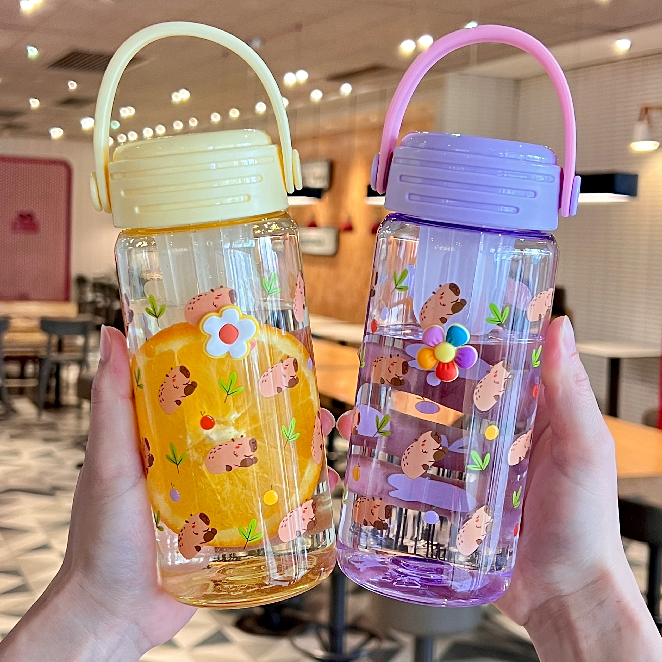 女生水杯便携带提手塑料杯高颜值茶水分离杯大容量食品级新款杯子