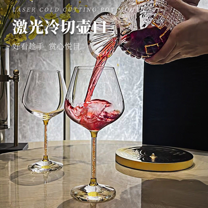 勃艮第金钻水晶高脚红酒杯6支