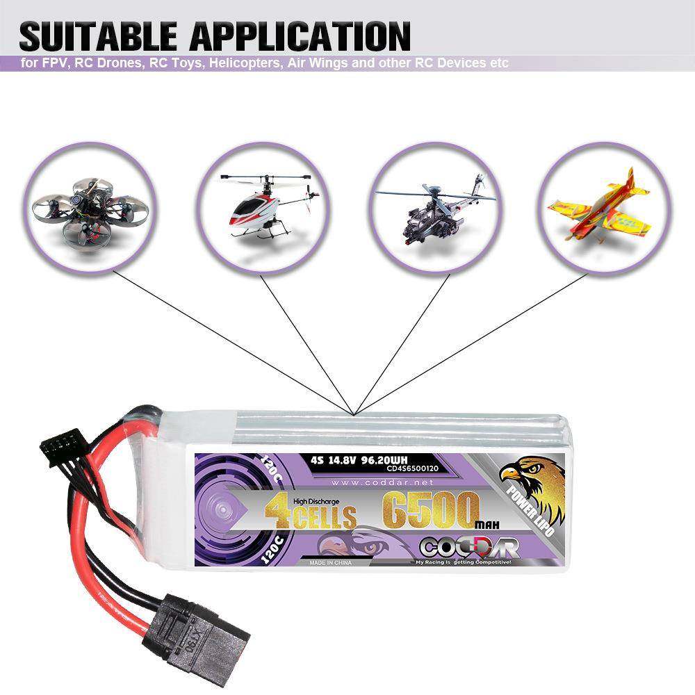 CODDAR鹰氪6500MAH 4S 14.8V 120C船模RC车模 航模固定翼锂电池