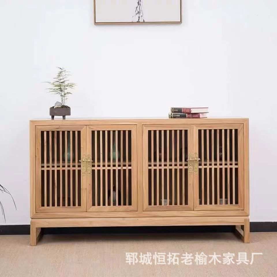 新中式老榆木餐边柜玄关隔断鞋柜客厅靠墙家用收纳柜实木储物柜
