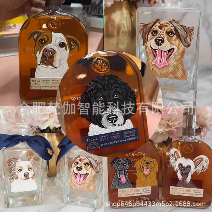 跨境爆款威士忌酒瓶个性化姓名定制宠物玻璃瓶创意摆件图片
