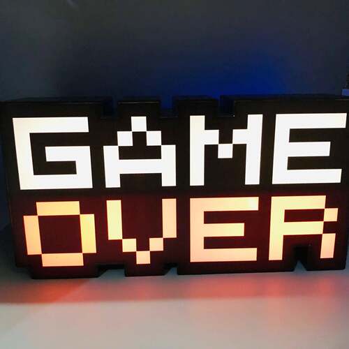 GAME OVER音乐节奏灯呼吸小夜灯游戏氛围灯桌面装饰灯LED台灯礼物