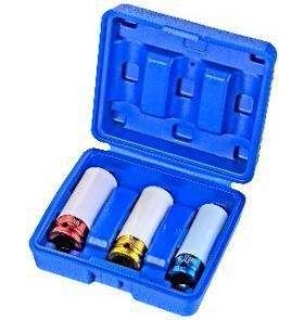 3PCS气动轮胎保护1/2彩色汽动套筒汽修五金工具铬钼钢套筒电泳108