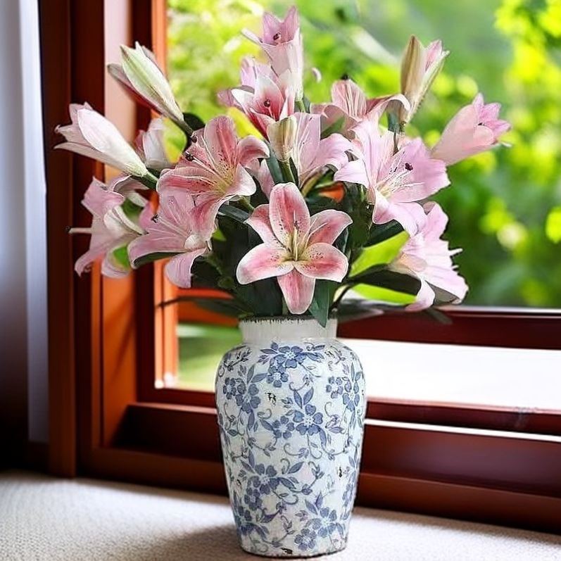 冰裂釉中式一整套陶瓷花瓶赫本风法式青花瓷特大号鲜花