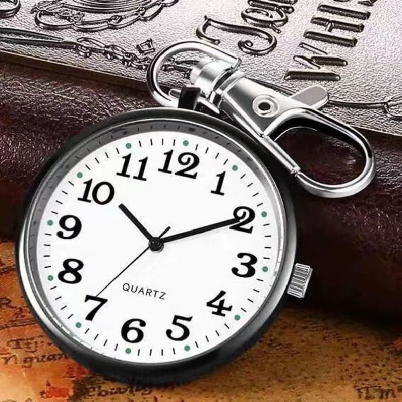 挂表大数字高颜值护士表静音夜光学生考试专用表便携钥匙扣石英表