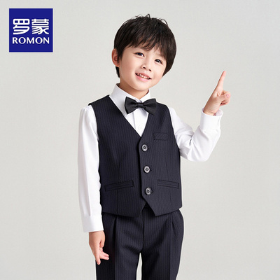 罗蒙男童英伦风西服马甲套装礼服