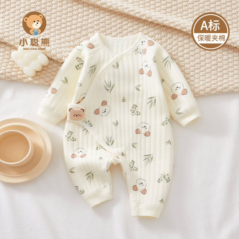 新生儿婴儿衣服秋冬新款夹棉连体衣a类纯棉初生宝宝保暖秋装52码9