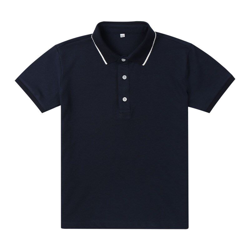 夏季校服藏青短袖T恤学院英伦风园服班服藏蓝色透气款翻领polo衫